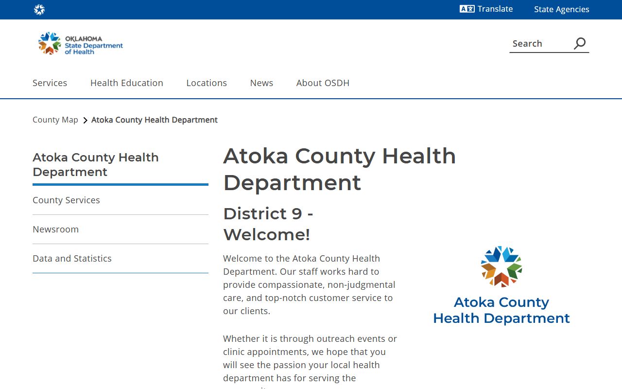 Atoka County death records health department listing