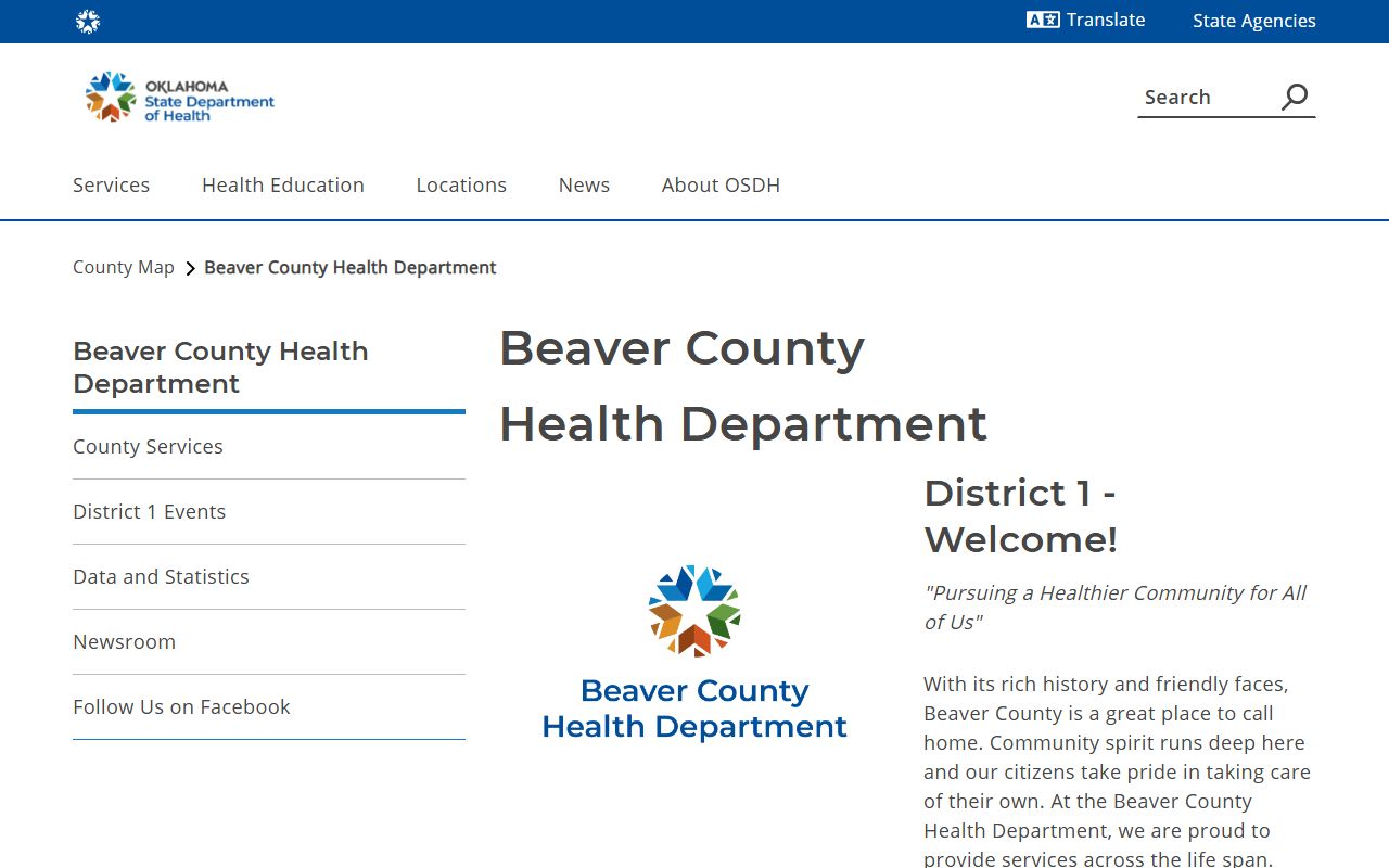 Beaver County death records health department page
