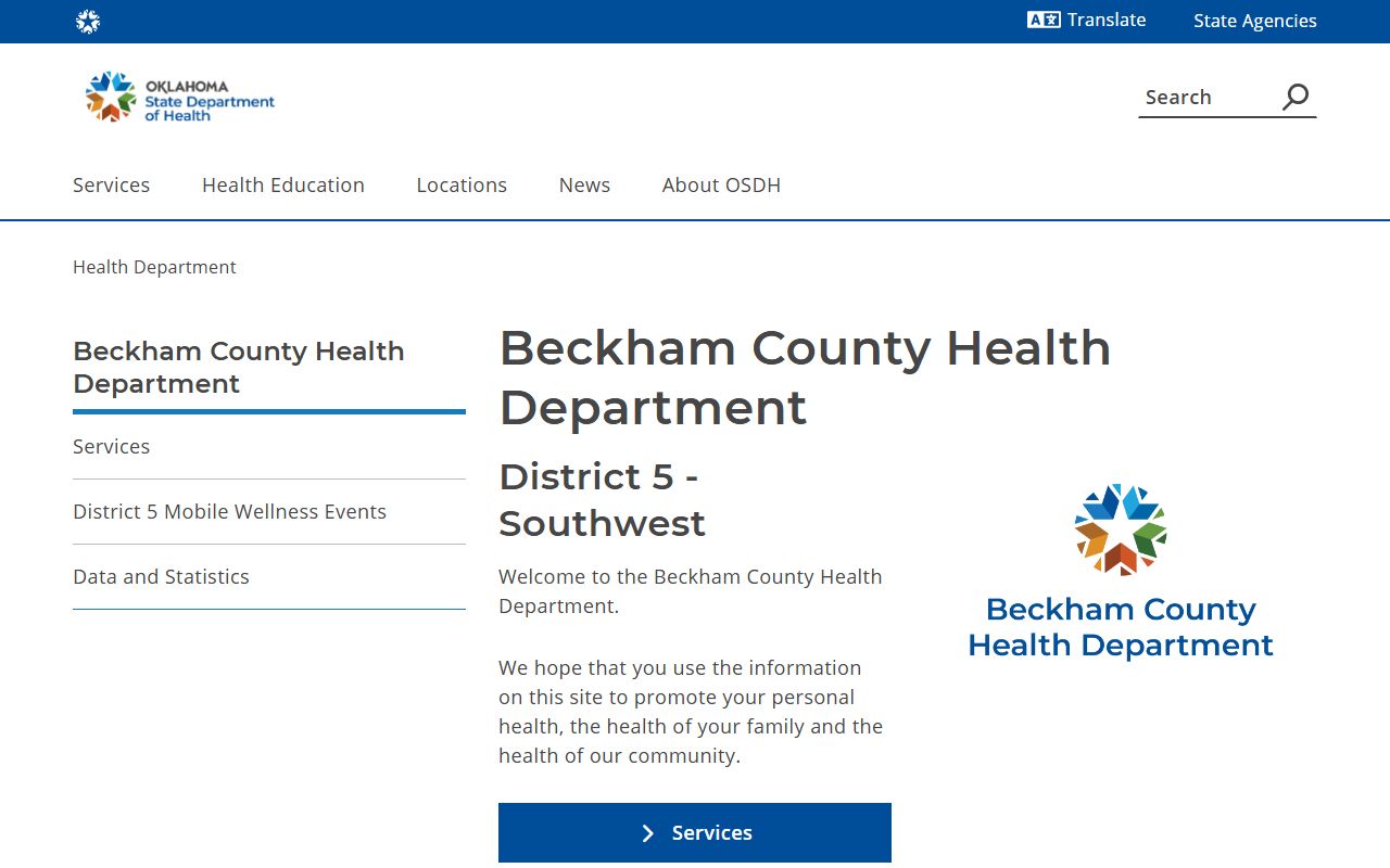 Beckham County death records health department page