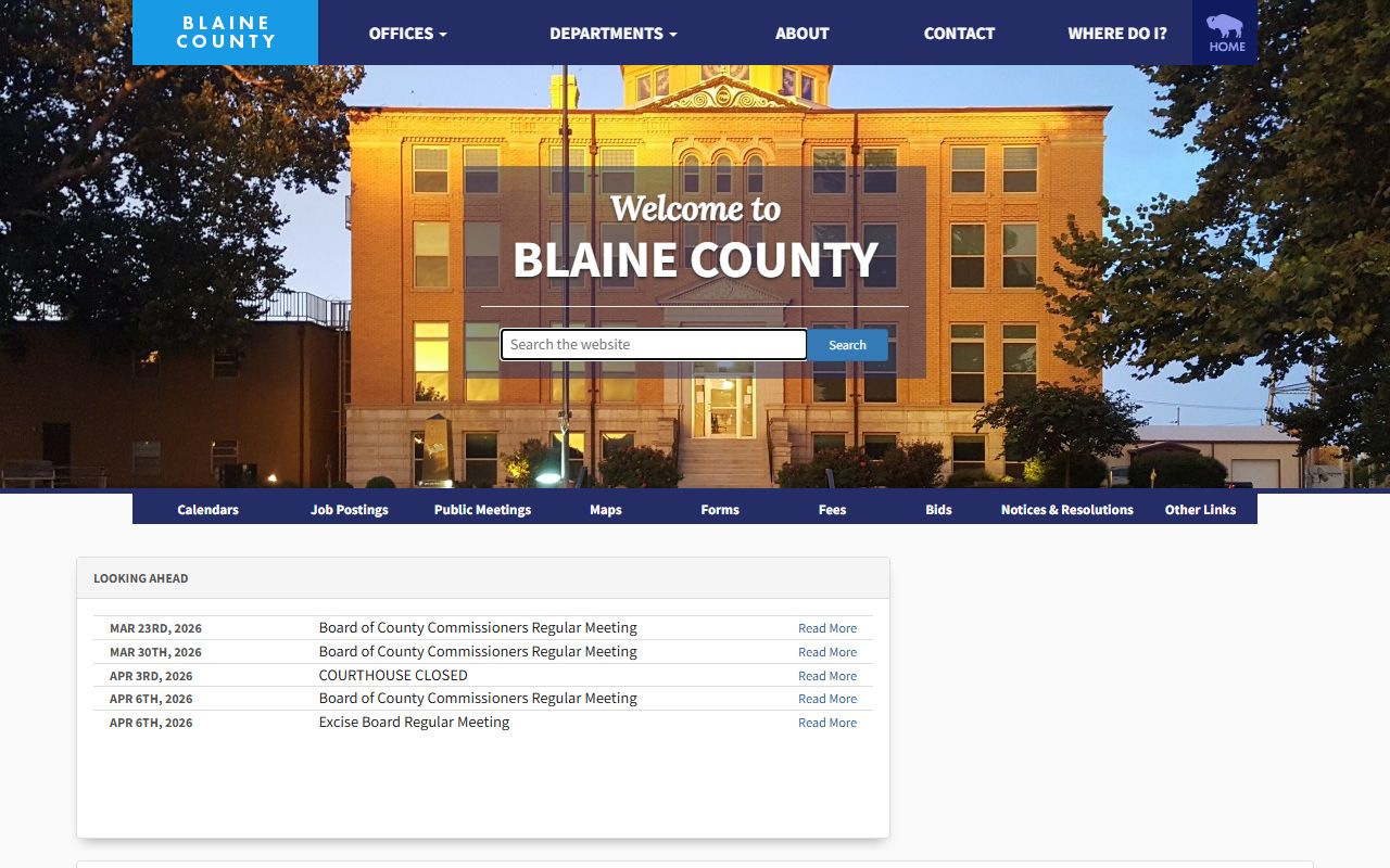 Blaine County death records county government portal