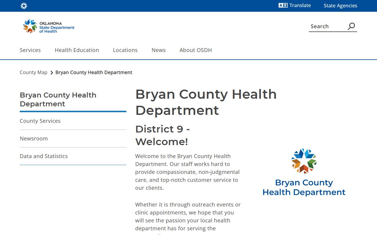 Bryan County death records health department page