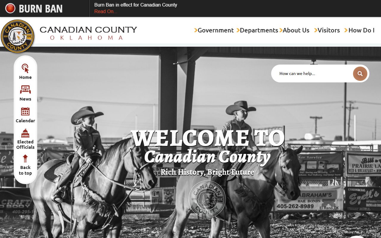 Canadian County death records portal page