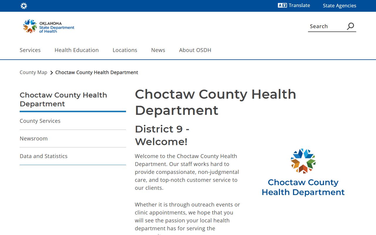 Choctaw County death records health department page
