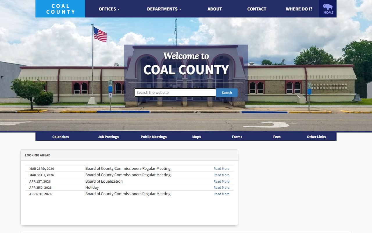 Coal County death records portal page