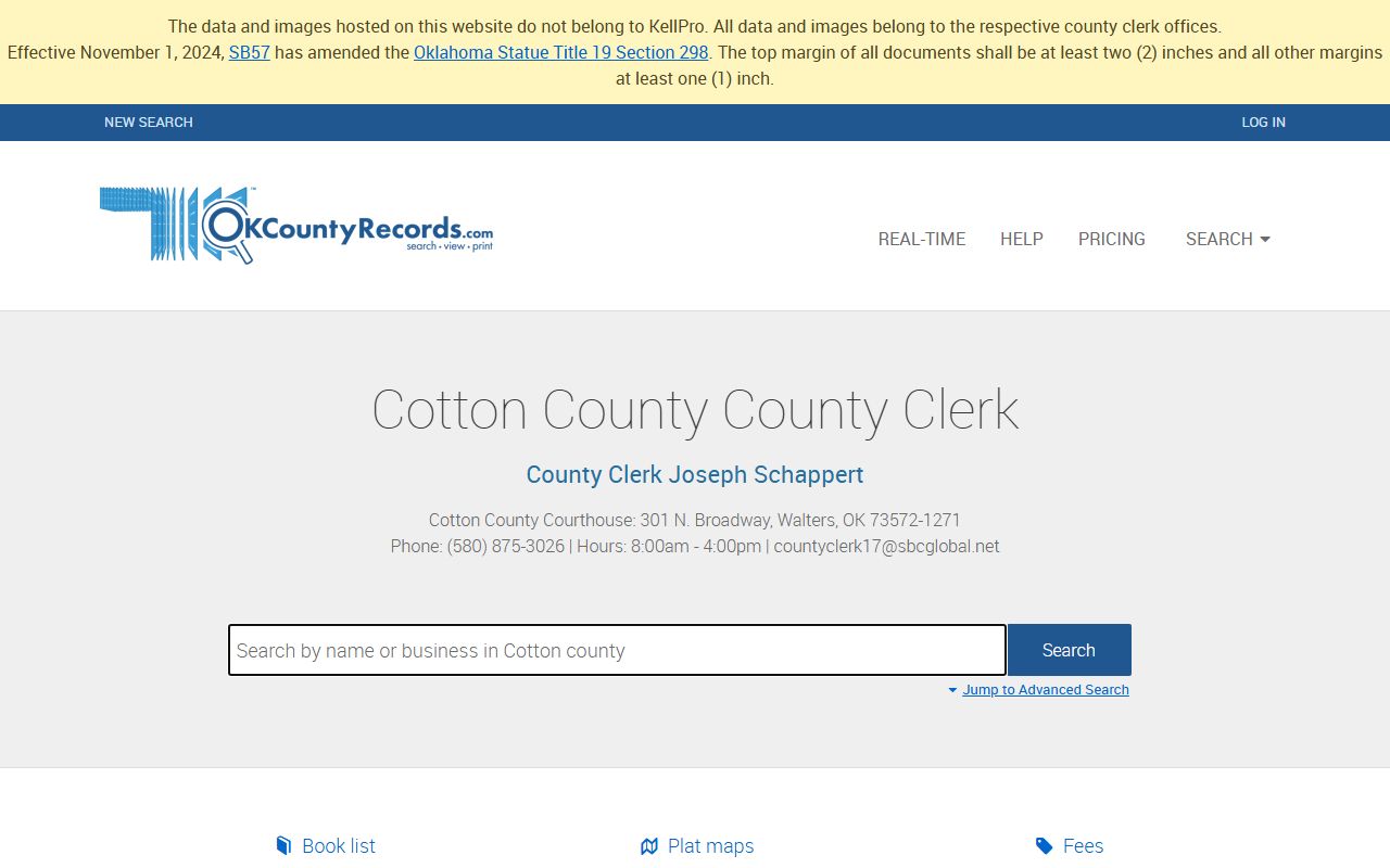 Cotton County death records search on OKCountyRecords