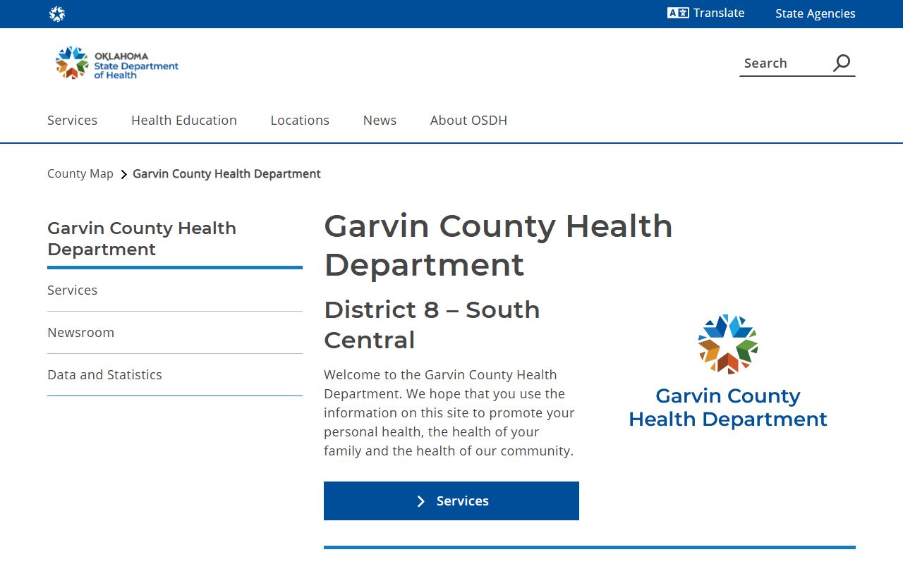 Garvin County Health Department death records information