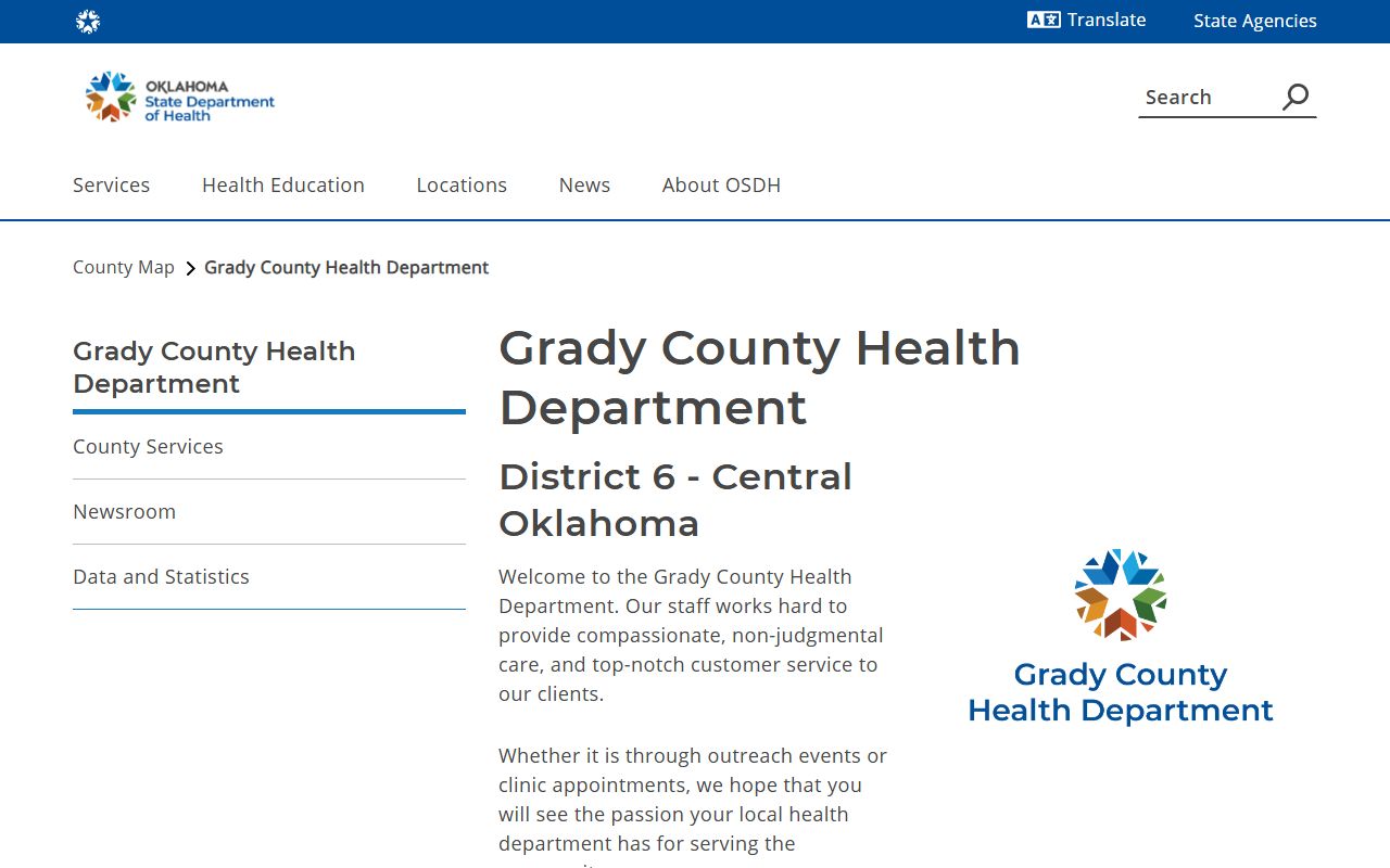 Grady County Health Department death records contact information