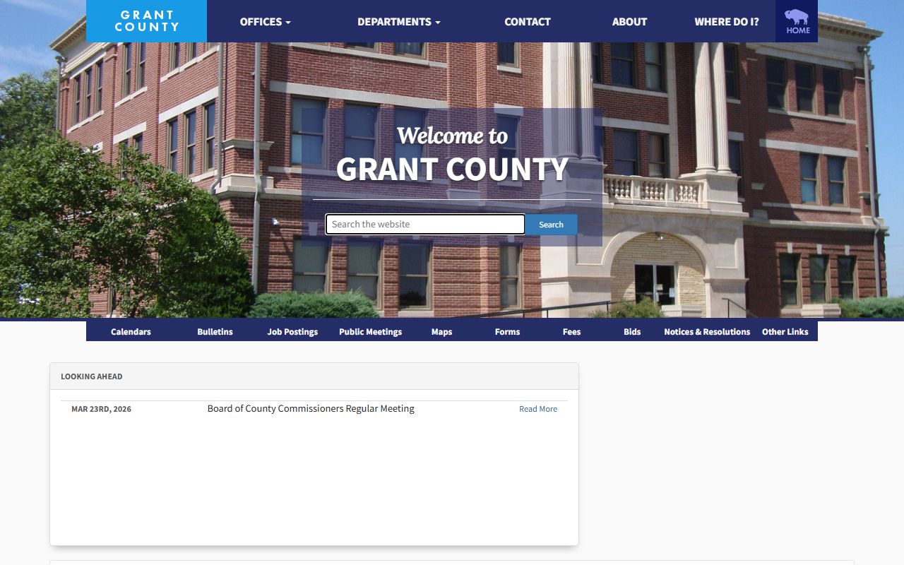 Grant County portal for death records and county services