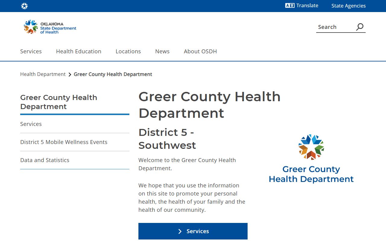 Greer County death records health department page