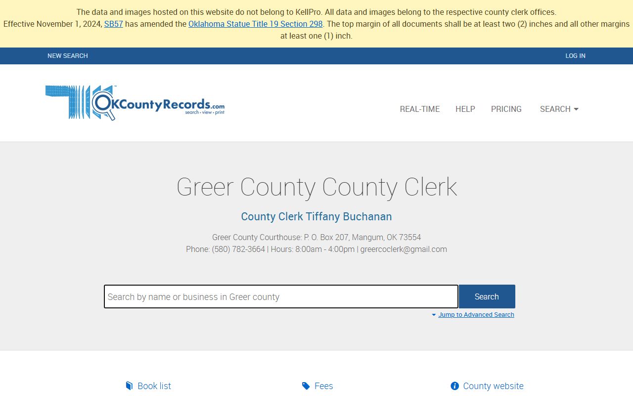 Greer County death records search portal