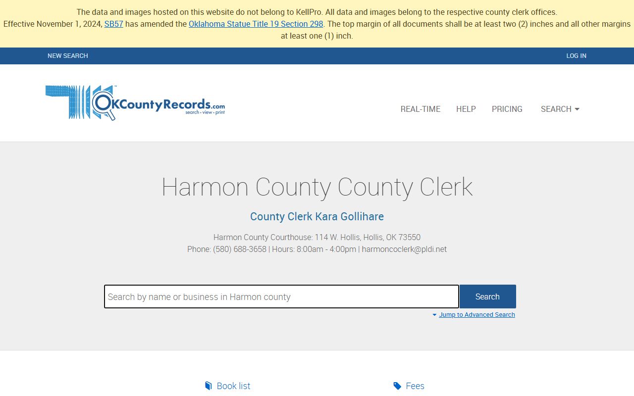 Harmon County death records search on OKCountyRecords