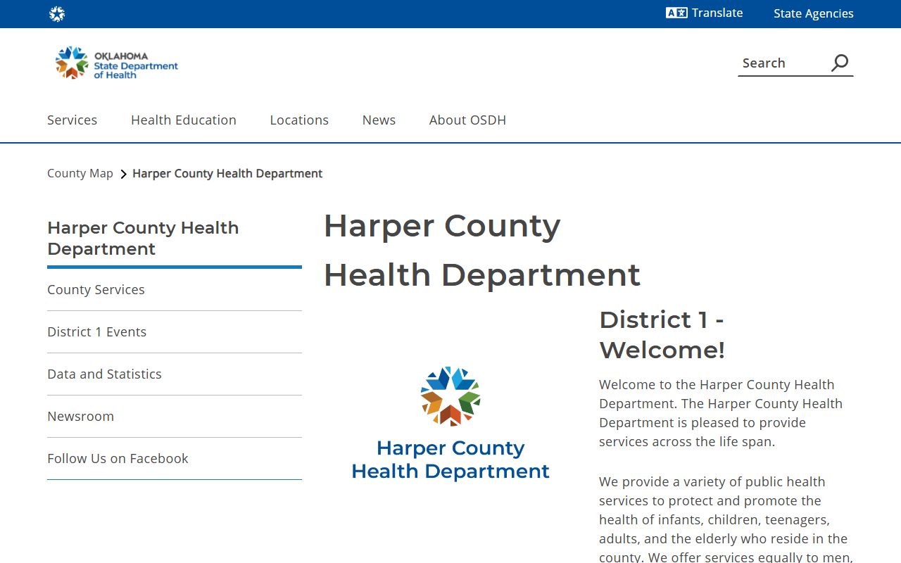 Harper County death records health department page