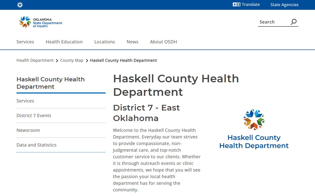 Haskell County death records health department page