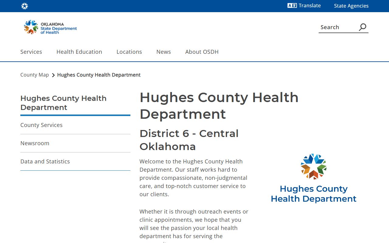 Hughes County death records health department page