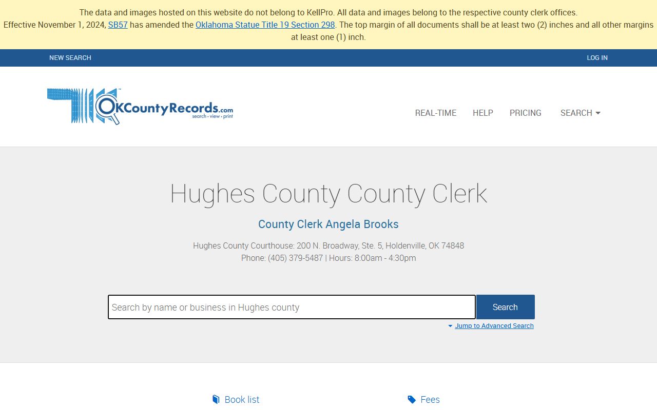 Hughes County death records search on OKCountyRecords