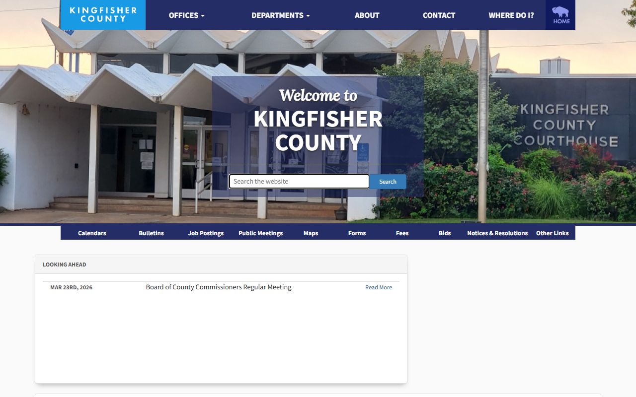 Kingfisher County death records portal page
