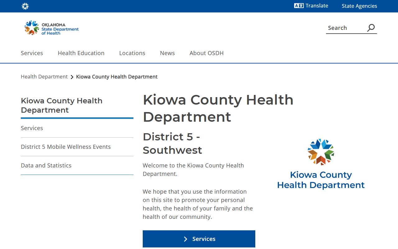Kiowa County death records health department page