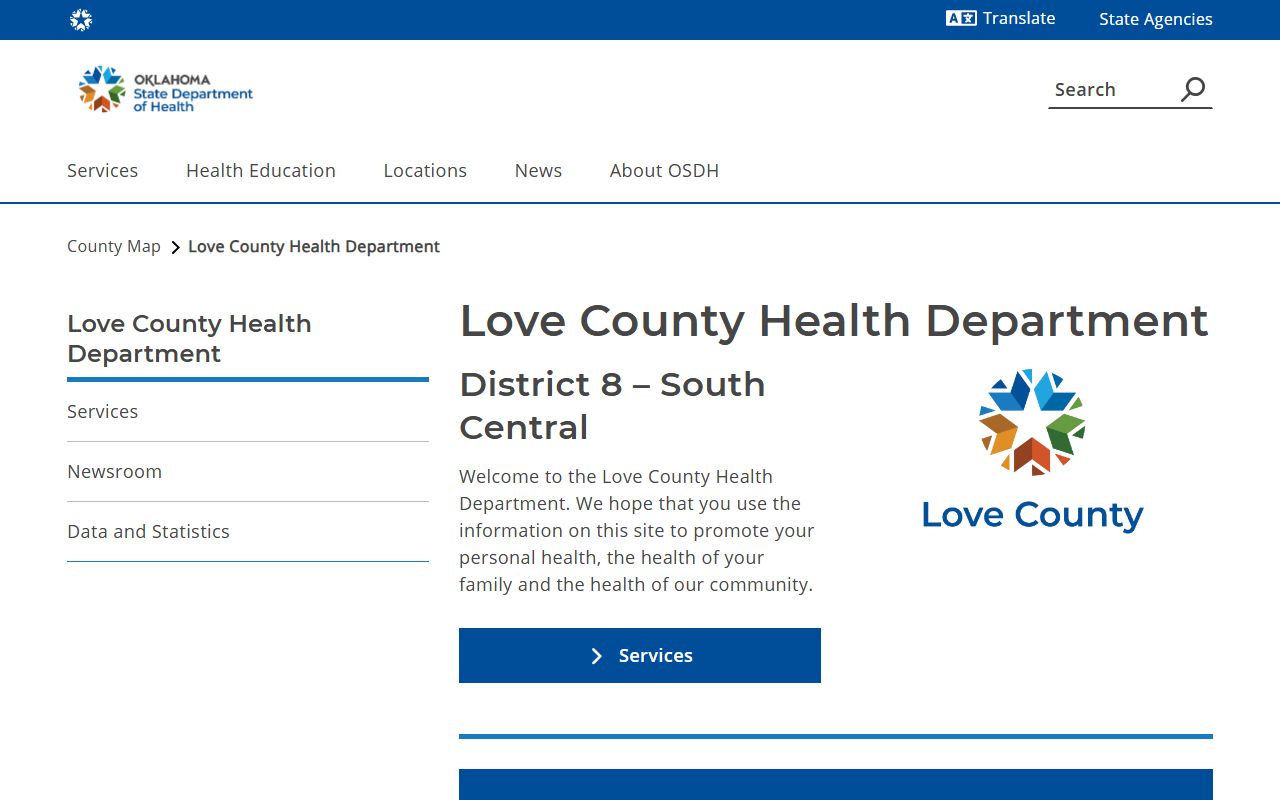 Love County death records health department page