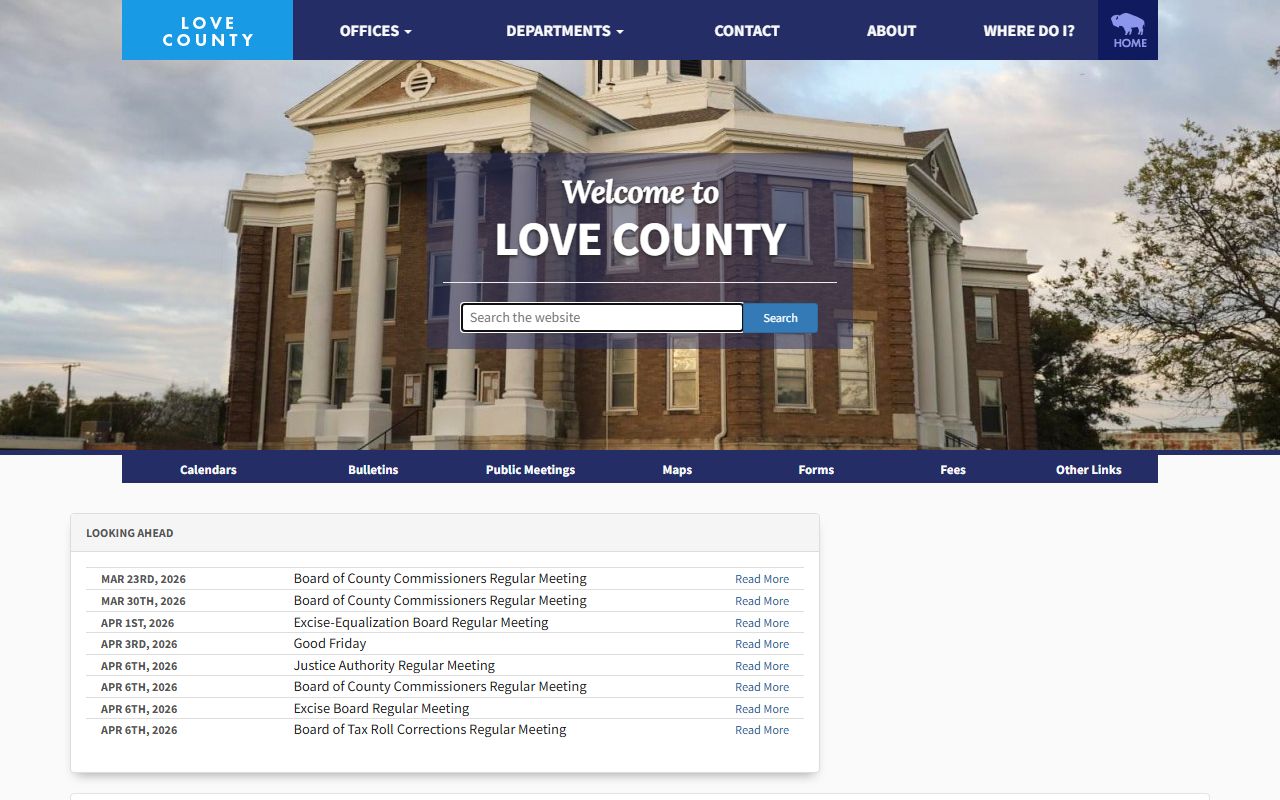 Love County portal for death records information