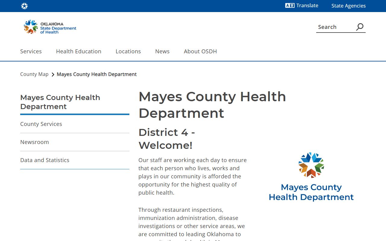 Mayes County death records health department page