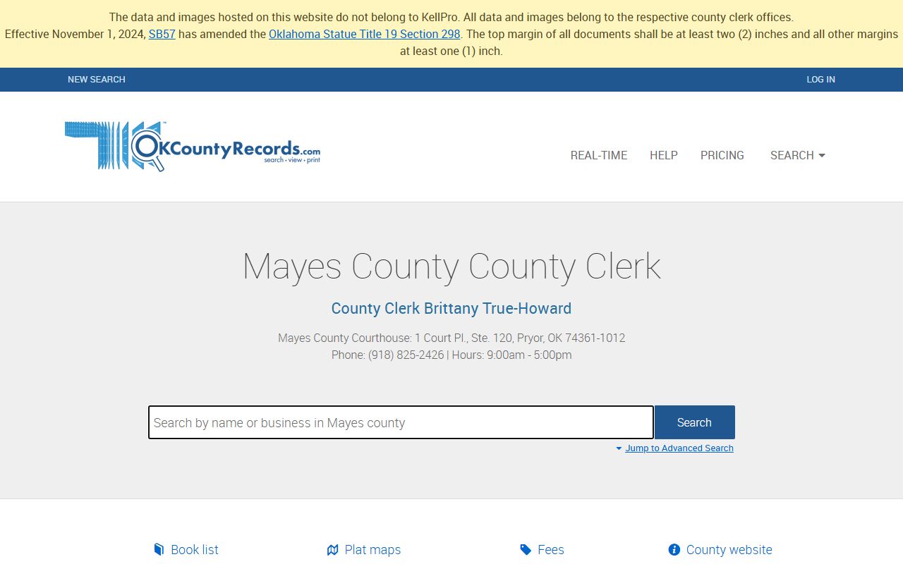 Mayes County death records search portal