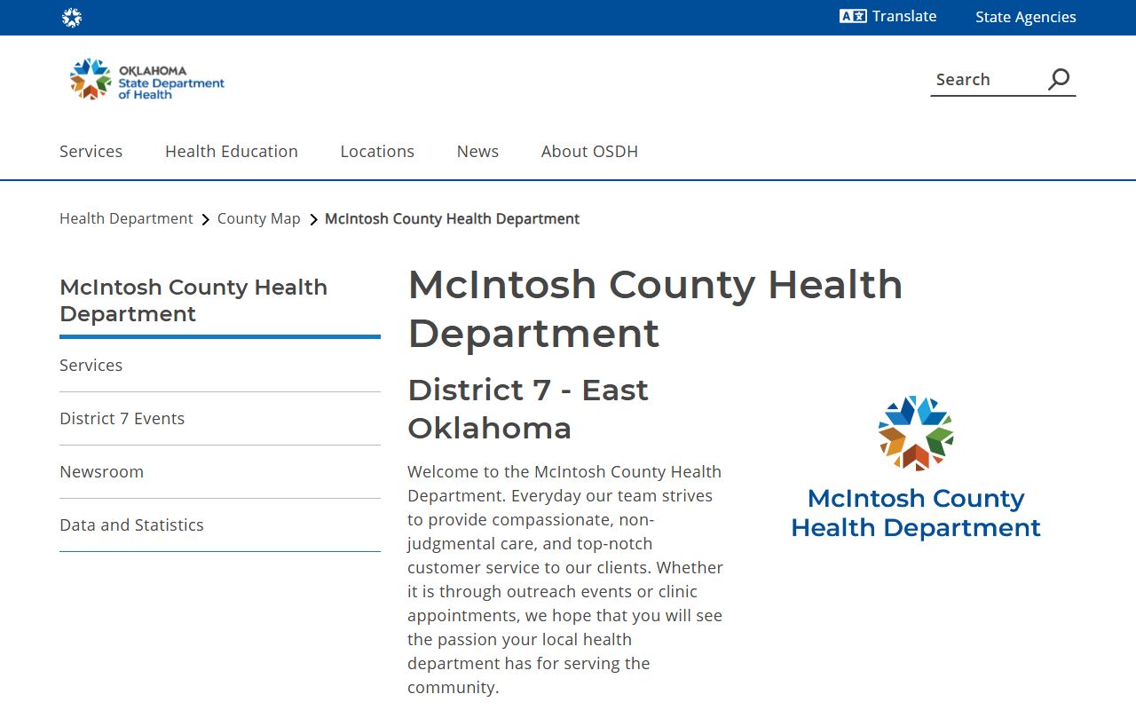 McIntosh County death records health department page