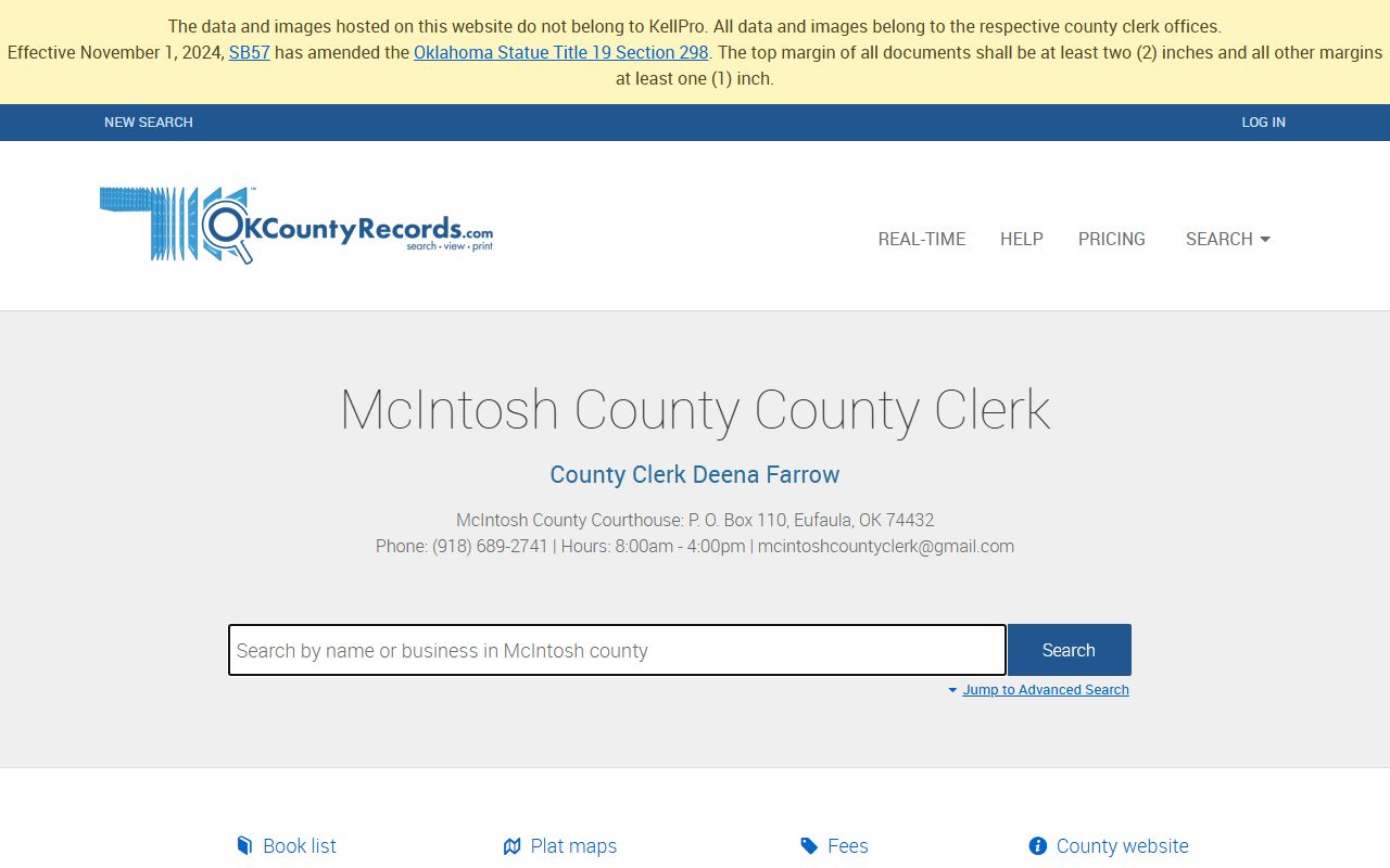 McIntosh County death records search portal