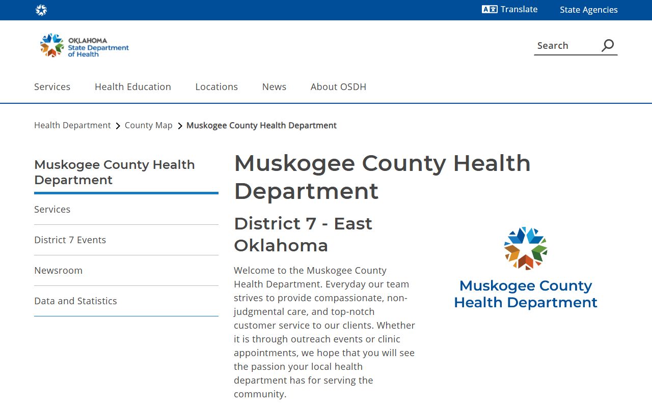 Muskogee County death records health department page