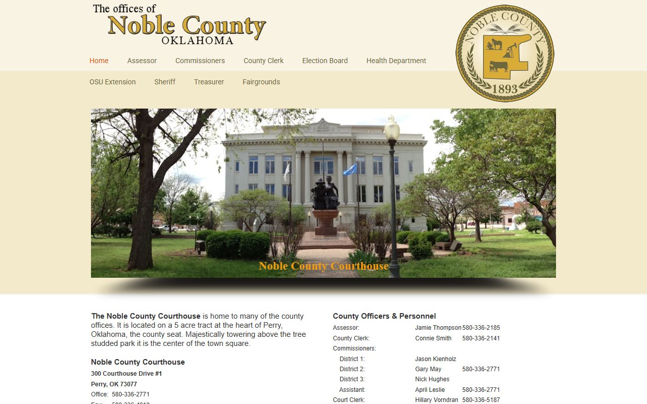 Noble County government portal for death records