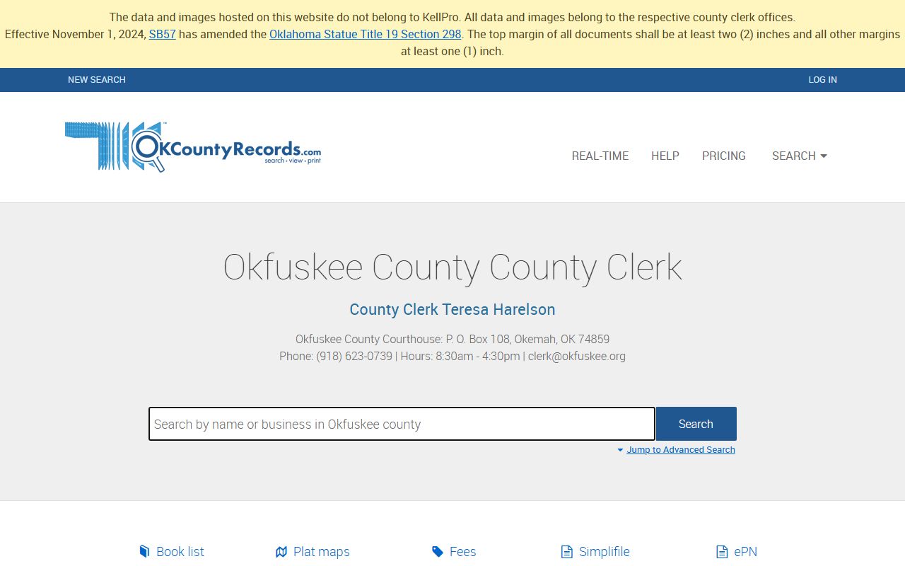 Okfuskee County death records search portal