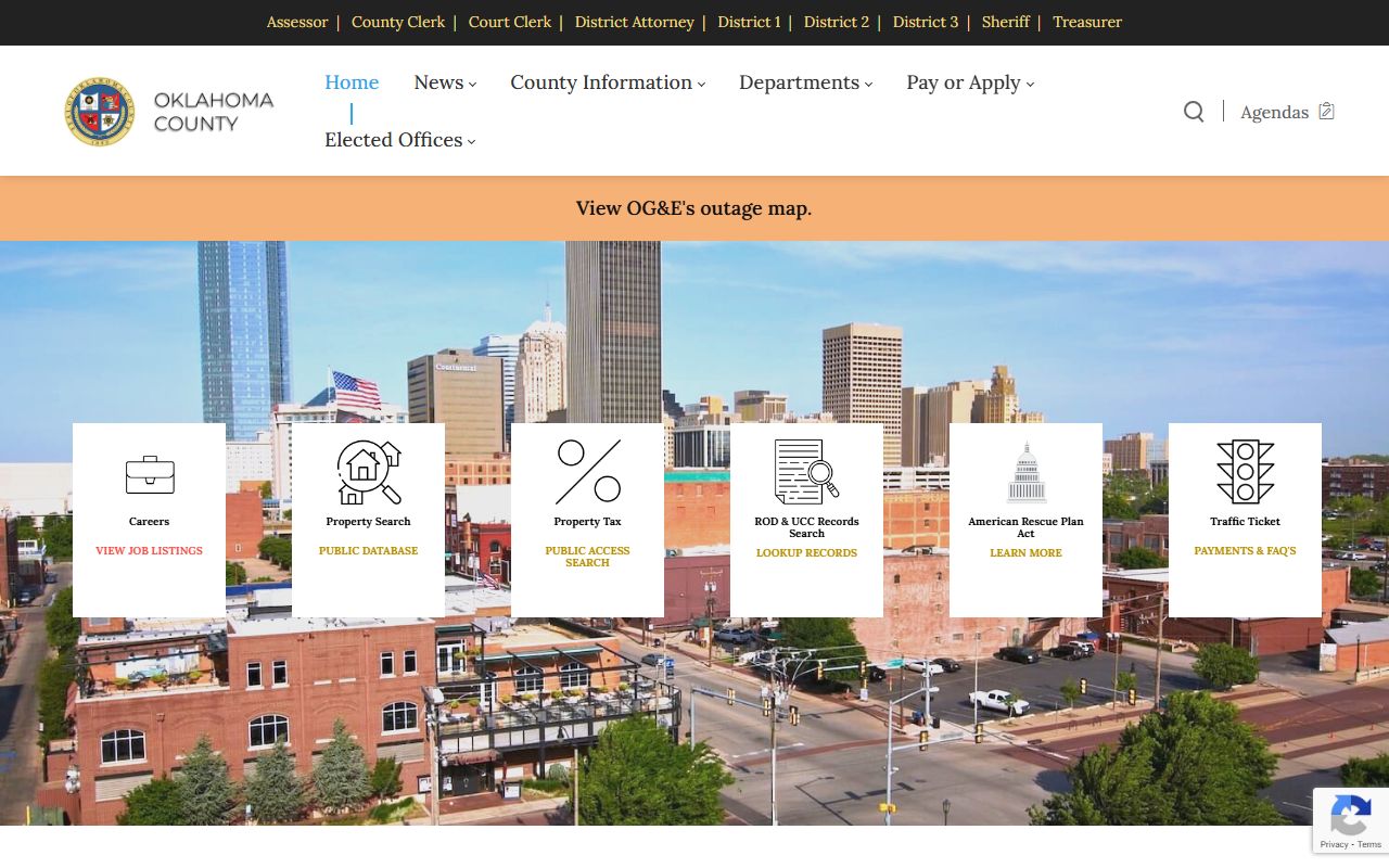 Oklahoma County government portal for death records