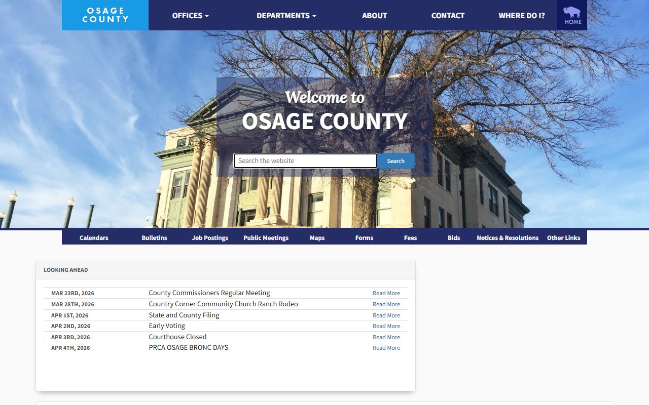Osage County government portal for death records information