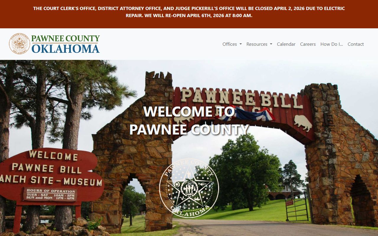 Pawnee County government portal for death records