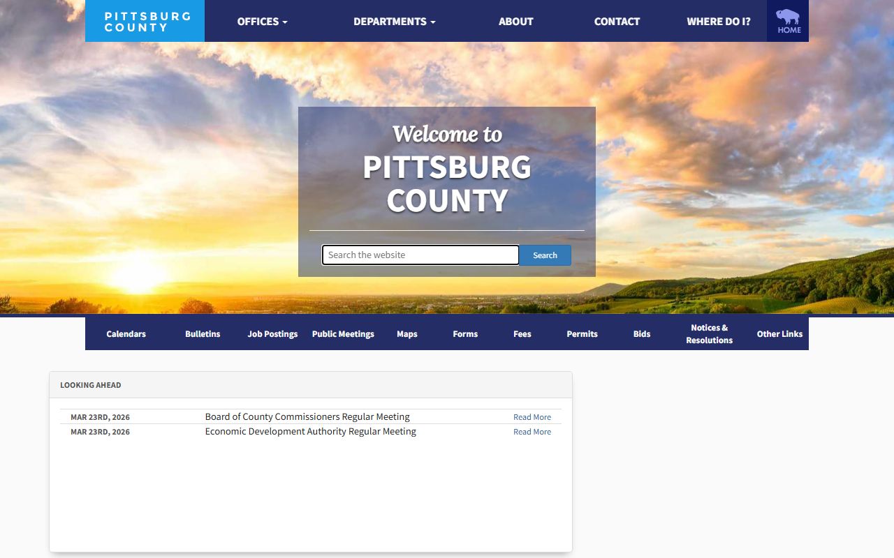 Pittsburg County government portal for death records