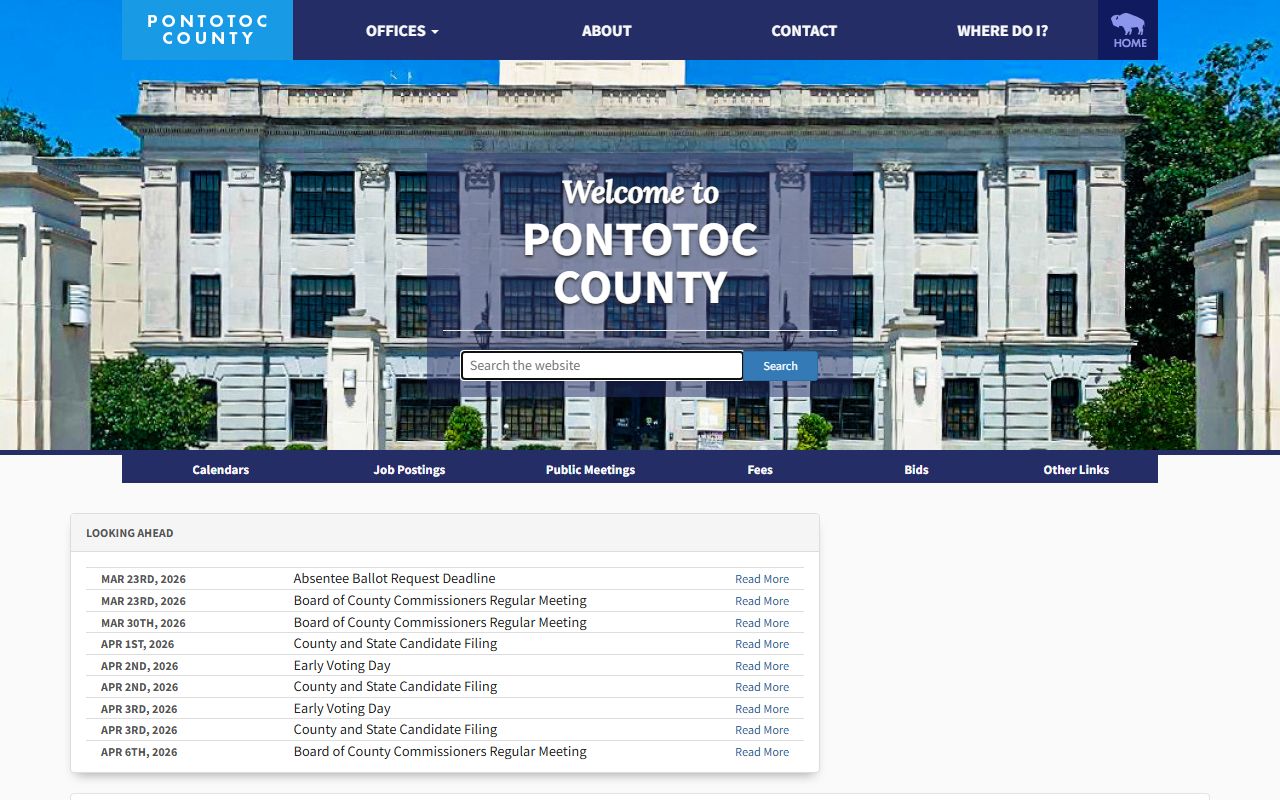 Pontotoc County government portal for death records