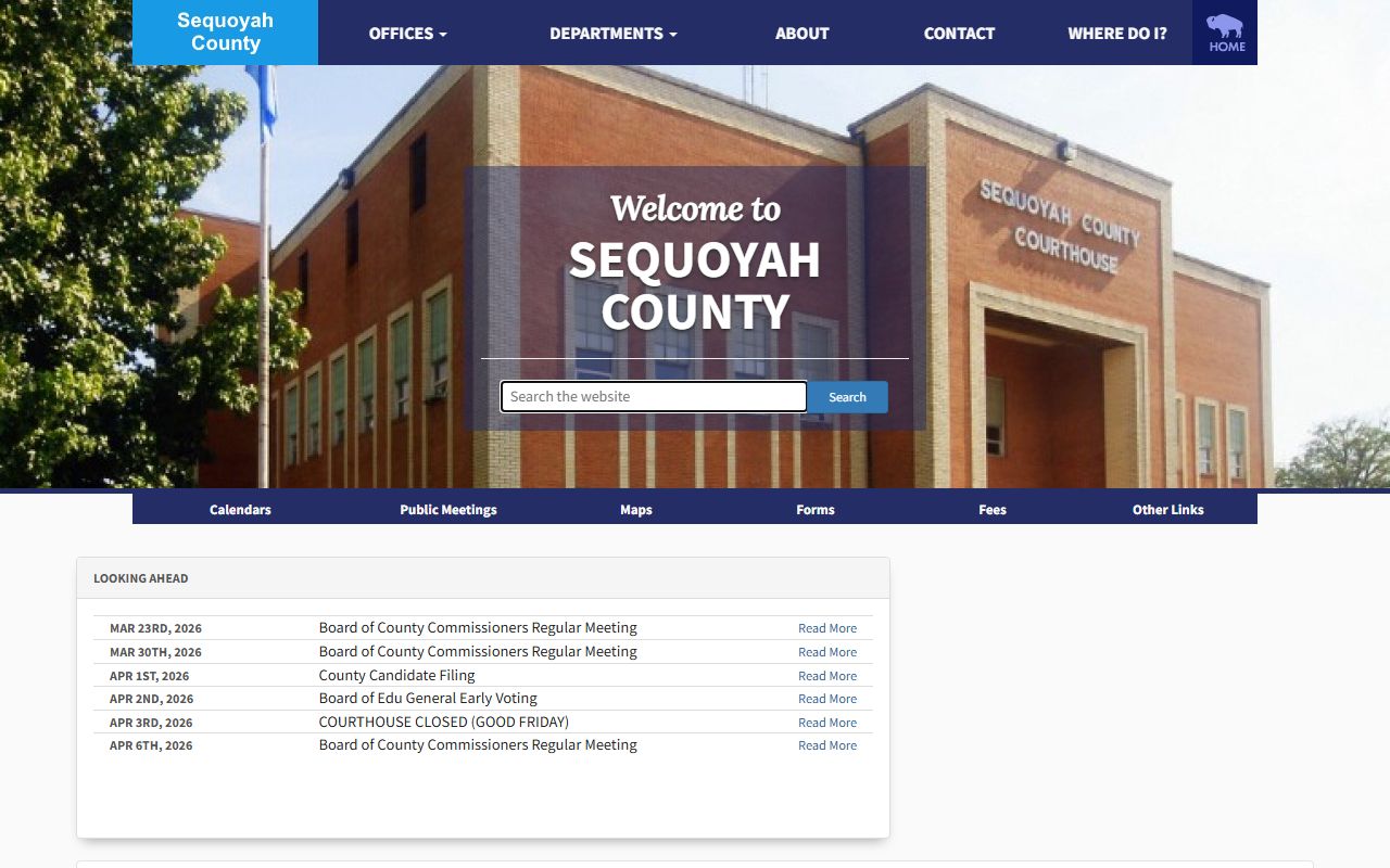 Sequoyah County government portal for death records