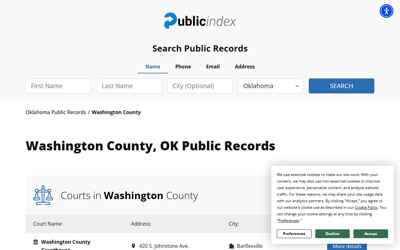 Washington County public records index