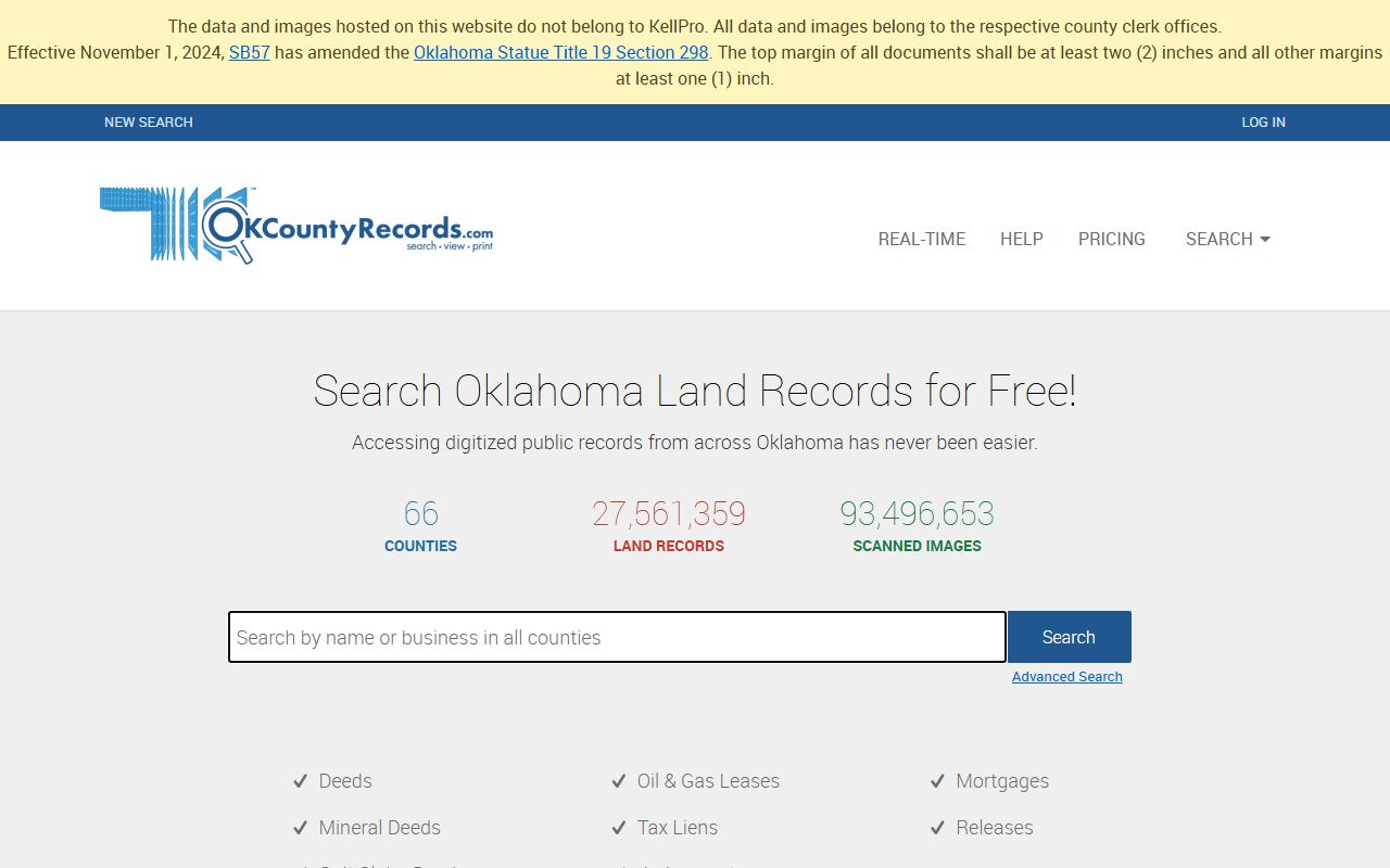 Woods County death records search portal